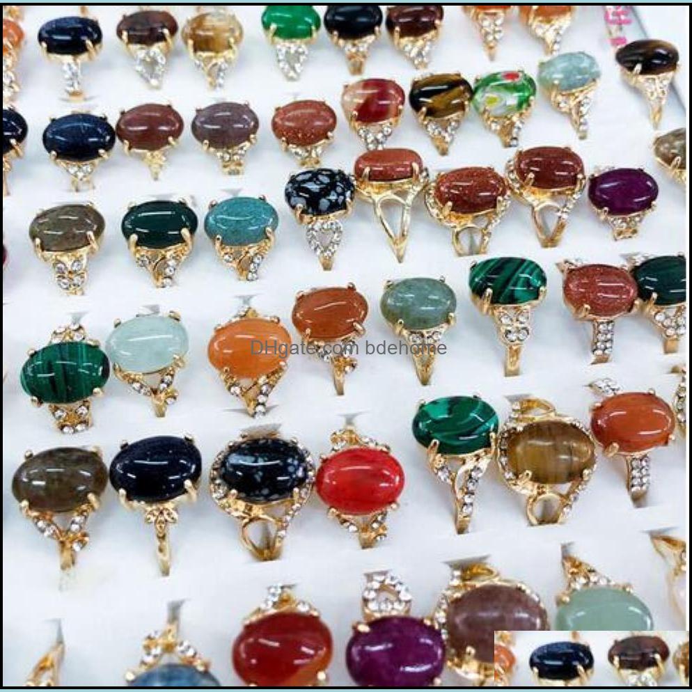 

Band Rings Band Rings Jewelry Est 30 Pieces/Lot Natural Gemstone Crystal Bohemia Mix Style Rose Gold Designs For Womens And Men Fash Otrqj