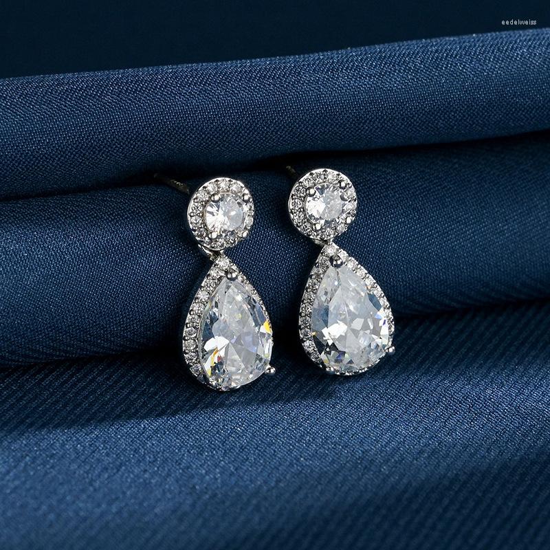 

Stud Earrings Super Flash Zircon Crystal Luxury Atmosphere Exaggerated Long Tassel Dinner Wedding Dress Bride