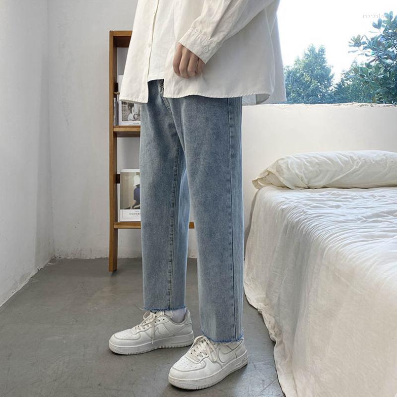 

Men' Jeans Retro Men' Loose Versatile Fashion Casual Capris Straight Teenagers Denim Summer Thin 2022 Cowboy Ankle Length Pants, 918black