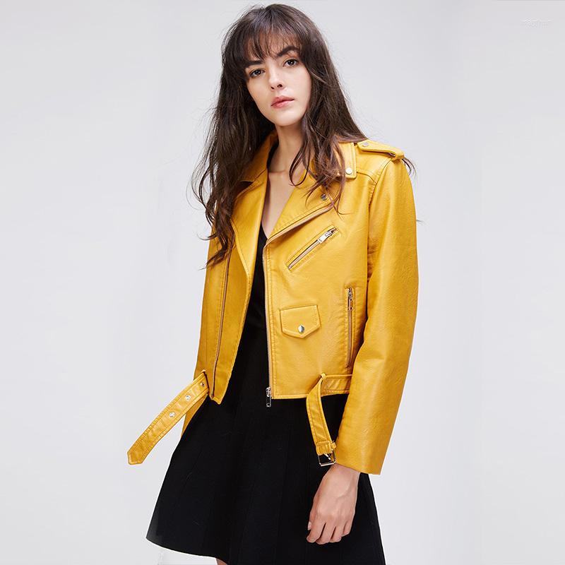 

Women' Jackets Fashion Women' Short Washed PU Leather Jacket Streetwear Zipper Ladies Basic Autumn Outerwear Casual Clothing, Black