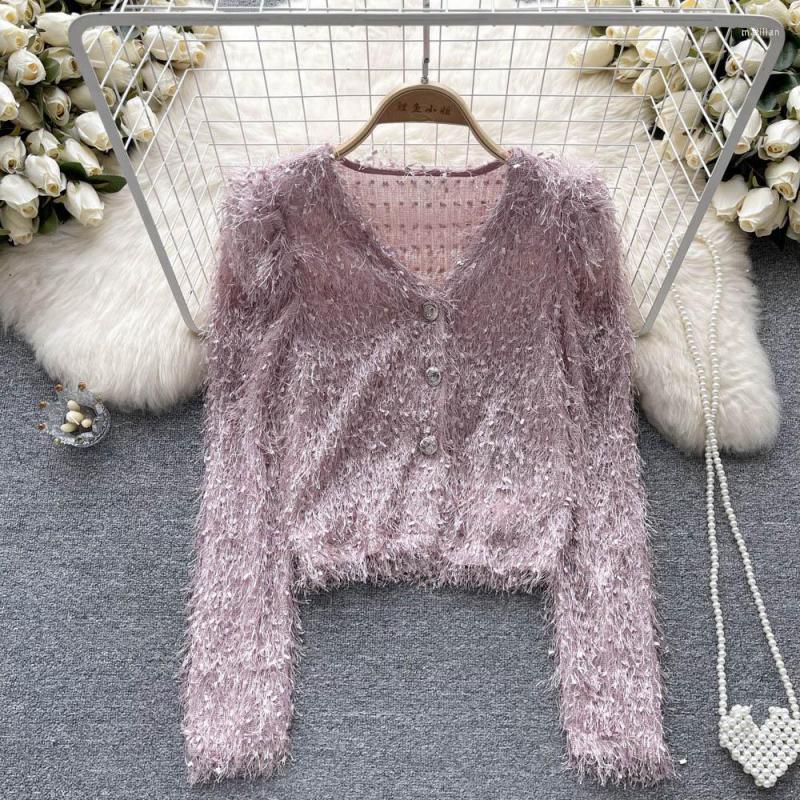 

Women's Knits Autumn Tassels Two Piece Set Women 2022 Fashion Solid Color V-neck Long Sleeve Top Sexy Spaghetti Strap Tank Femme Outfits