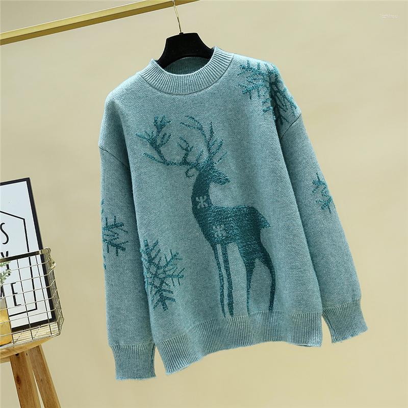 

Women's Sweaters Loose Christmas Sweater With Deer Jumper Fashion Women Pullover Winter Warm Clothes Autumn Female Knitwear, Picture color