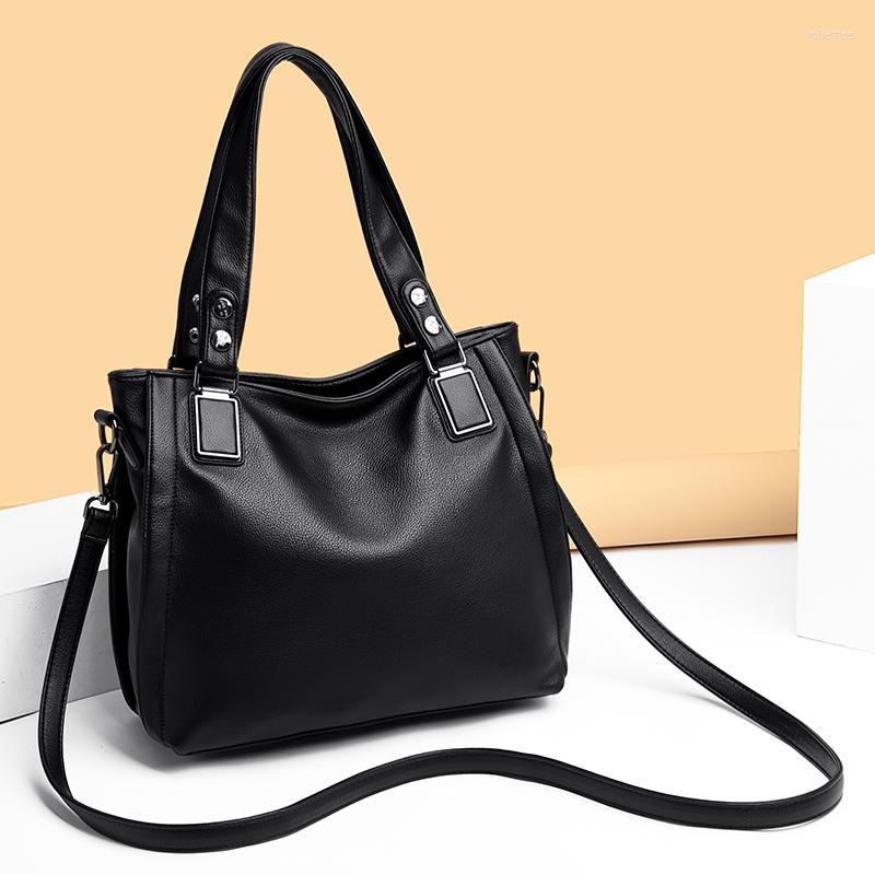 

Evening Bags 2022 Women's Simple Designer Handbag High Quality Shoulder Bag Workplace Soft Leather Trend Fashion Commuter, Black