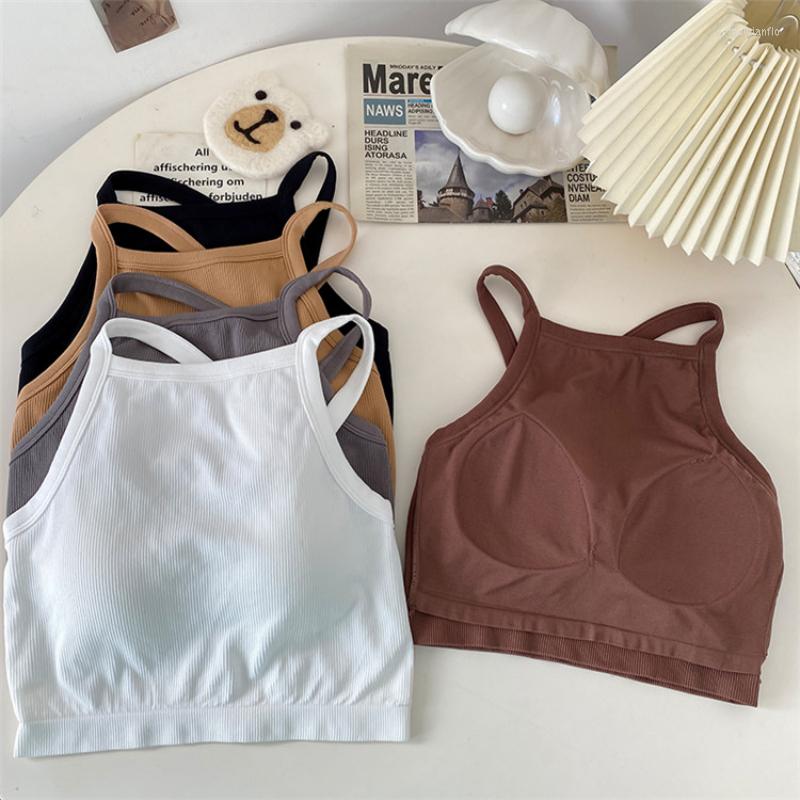 

Women's Tanks ITOOLIN 2022 Summer Underwear Halter Camisole Women's Inner And Outer Wear Bottoming Tank Top Sweet Tops With Bra, White