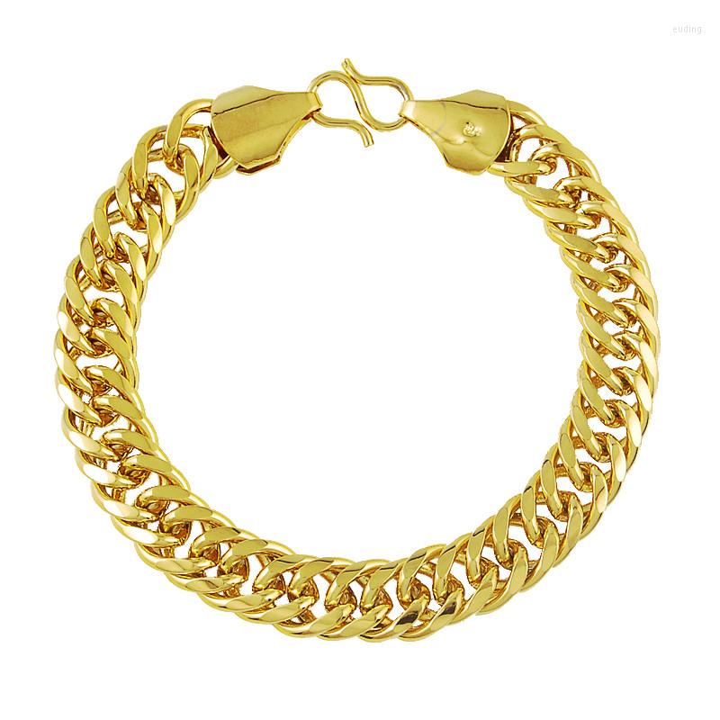 

Charm Bracelets Genuine 24K Gold Bracelet 10MM Sideways Cuban Women's & Men's Jewelry Gifts