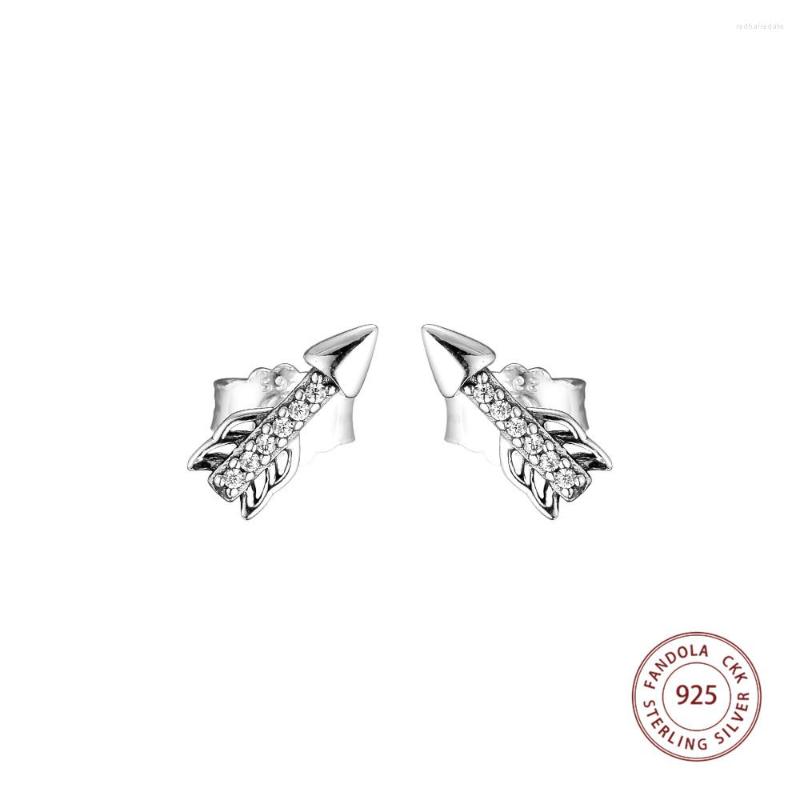 

Stud Earrings 925 Sterling Silver Sparkling Arrows For Women S925 Ear Fine Jewelry Brincos Bijoux Femme