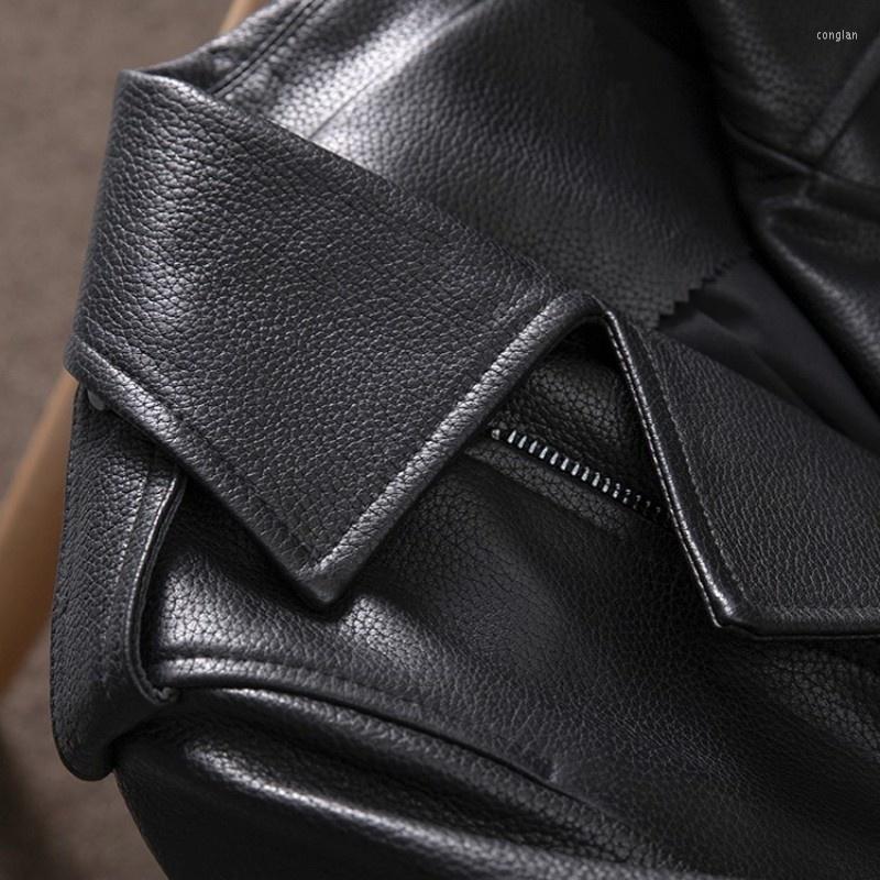 

Women' Leather Italian Sheepskin Womens Motorcycle Coat Belted Slim Fit Ladies Autumn Punk Designer High Quality Genuine Jacket, Black