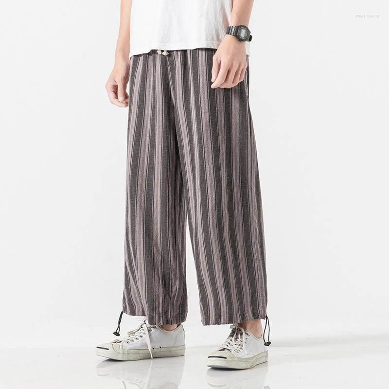 

Men's Pants Summer Thin Striped Casual Harem Cropped Traditional Costume Loose Baggy Bloomers Harajuku Plus Size Sweatpants Men, Gray