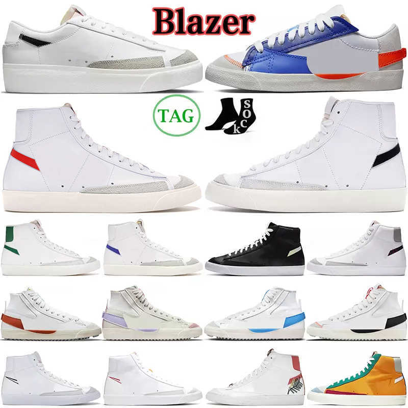 

Fashion Blazer Mid 77 Vintage Blazers Jumbo Low Casual Shoes Men Women Black White Multi Color Indigo Pine Green University Blue Mens, High vintage white black