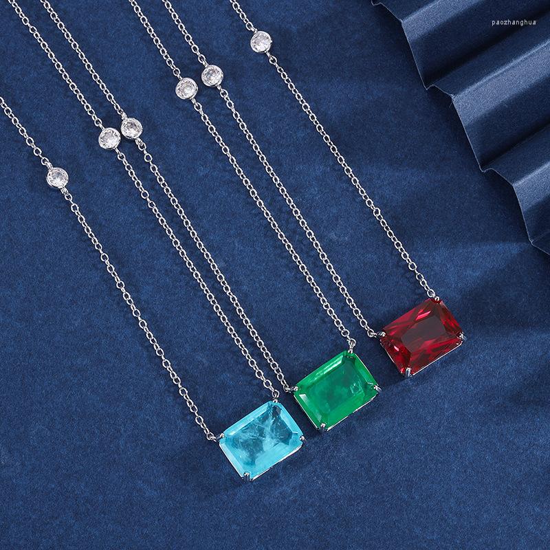 

Pendant Necklaces 2022 Simple Atmosphere Large Particl Cubic Zirconia Green Fashion Necklace For Women Jewelry Statement