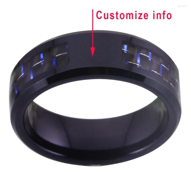 

Wedding Rings Classic Band Free Engagement Tungsten 8mm Black Bevel With Fiber Anniversary Jewelry Drop