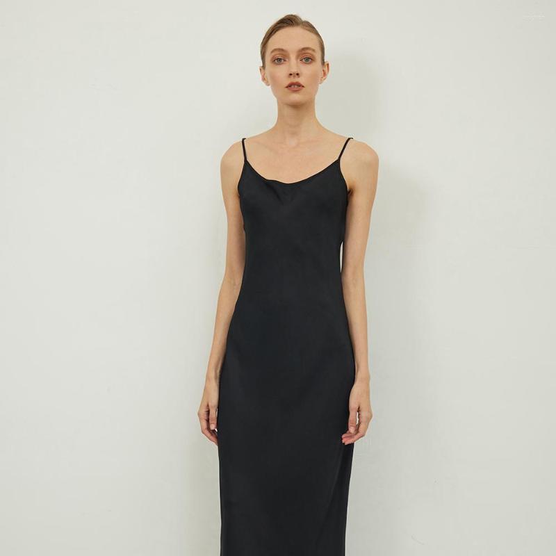 

Casual Dresses Mkyn 2 Satin Women Bodywork Long Midi Dress Sleeveless Backless Elegant Party Sexy Club Wear, Black