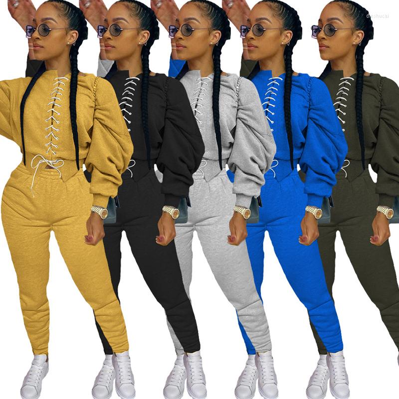 

Women' Two Piece Pants Winter Women' Tracksuit Sets Sweatshirts And Sportswear Solid Fitness Outfits 2022 Joggers Women Set Clothing, Black