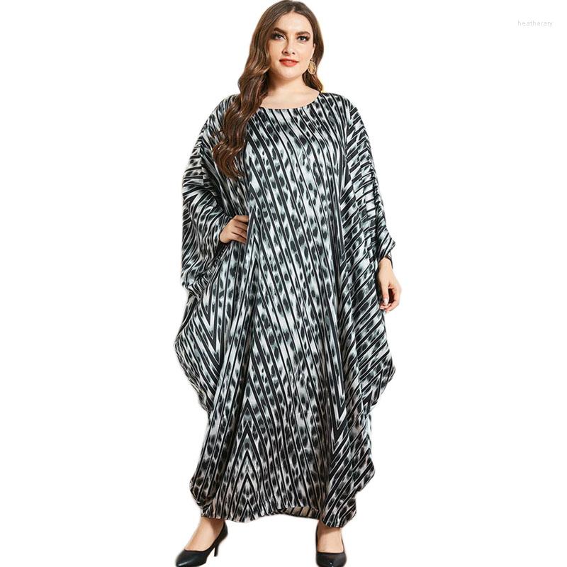 

Ethnic Clothing Plus Muslim Printed Long Dress Kaftan Abaya Oversized Bat Sleeve Arab Jilbab Robe Gown For Women Ladies Casual Islamic