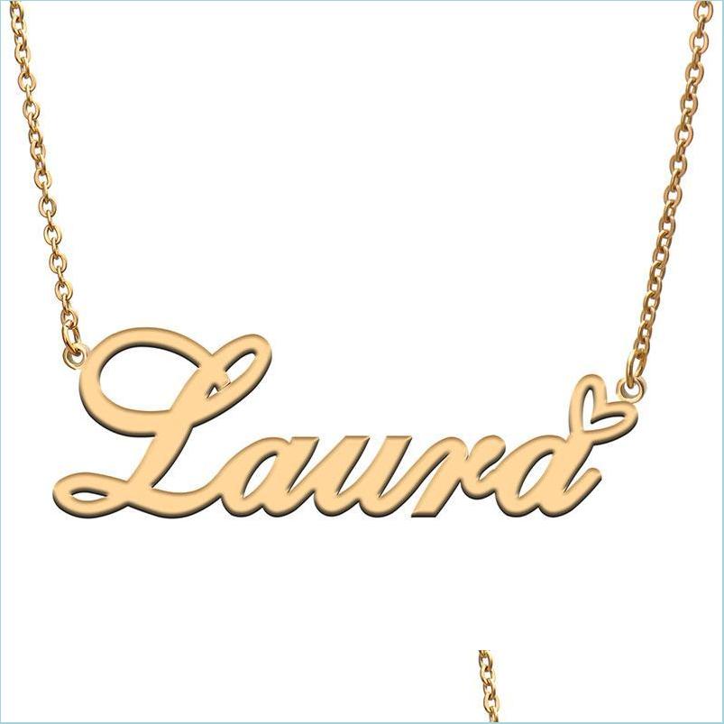 

Pendant Necklaces Pendant Necklaces Laura Love Heart Name Necklace Personalized Gold Plated Stainless Steel Collar For Women Girls F Dhsix