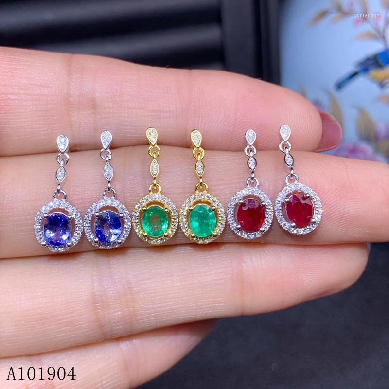 

Dangle Earrings KJJEAXCMY Boutique Jewelry 925 Sterling Silver Inlaid Natural Sapphire Ruby Emerald Women's Luxury Support Detection