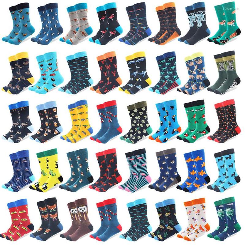 

Men's Socks 6 Pairs/Lot Men's Novelty Funny Gift Colorful Happy Wholesale Designer Unisex Casual Combed Cotton Crew Cycling Sock Pack, 6-02-hh
