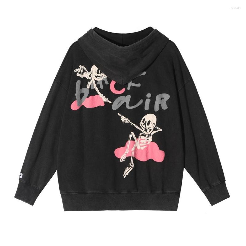 

Men's Hoodies Hip Hop Black Hoodie Sweatshirt Funny Skull Patchwork Hooded Pullover Men's And Women's Casual Harajuku Solid Color
