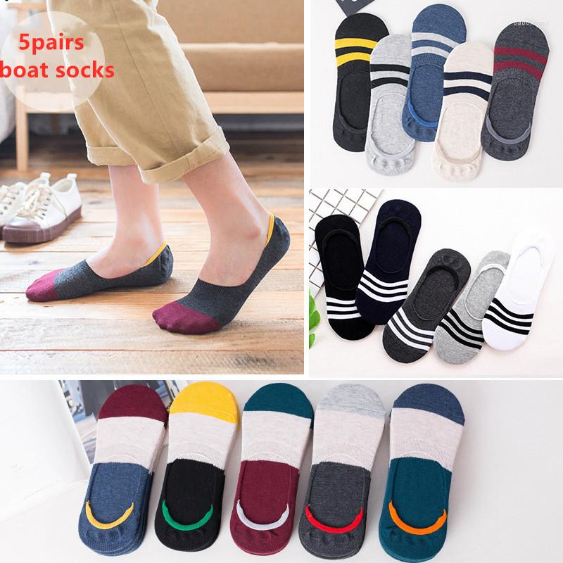 

Men's Socks Sock Cotton Quality Meias Fashion Invisible Silicone Non-slip Compression 5Pairs Male High Breathable Ankle Man Boat, Zx-a3065