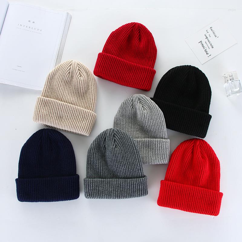 

Berets 2022 Men Women Fashion Knit Baggy Beanie Oversize Winter Hat Ski Knitted Cap Woman Solid Color Hip Hop Boys Girls, Black