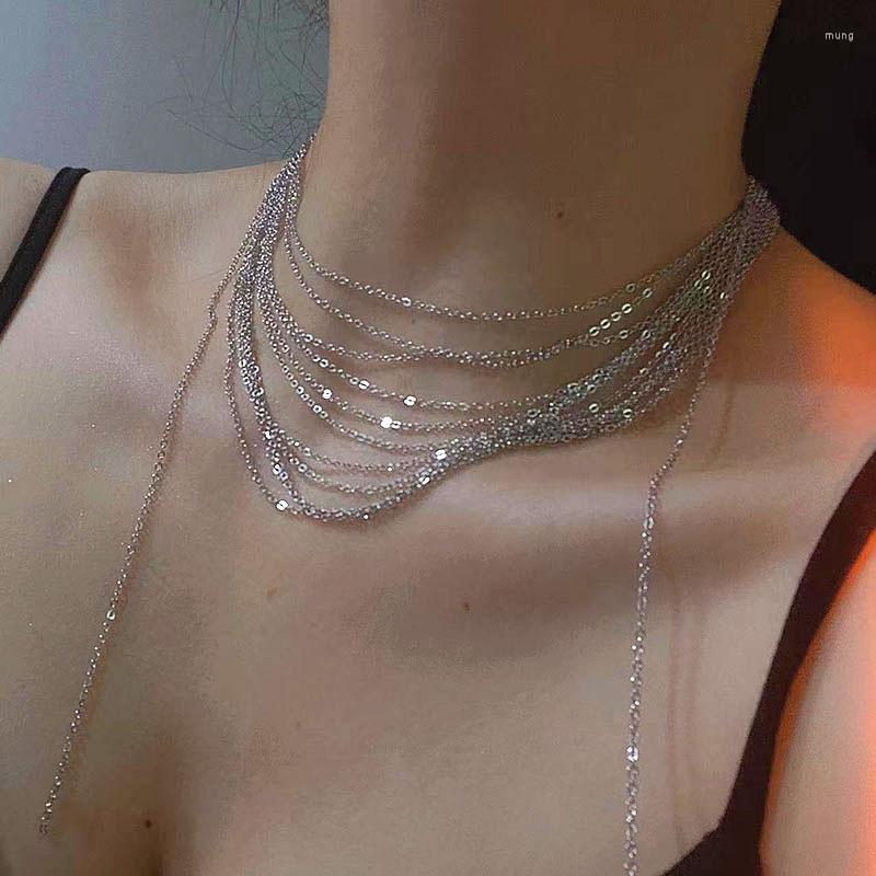 

Choker Punk Multilayer Long Tassel Thin Chain Necklace For Women Girl Vintage Metal Fashion Jewelry Accessories Gifts