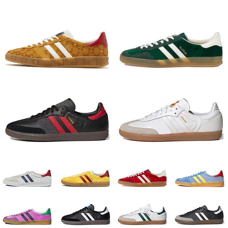 

Designer Flat Low xAD Gazelle samba Luxury Shoes Classic Cobranded Top Canvas Leather Pink Green Velvet Mesa White Red Vintage Platform Casual Sneakers Men Women, B14 black white gum 36-45