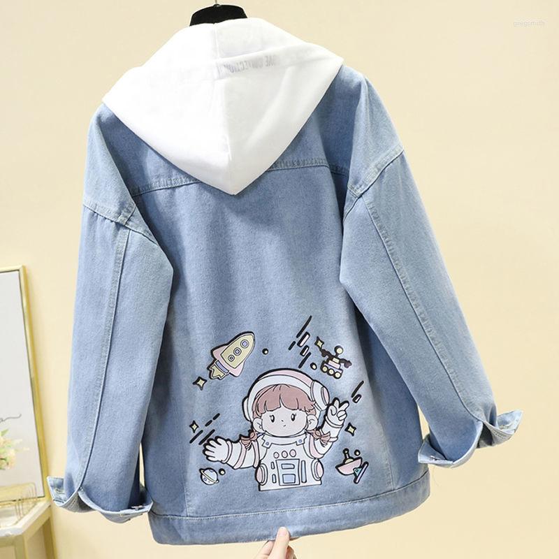 

Women' Jackets Denim Coat Female Detachable Autumn 2022 Simple Hooded Printed Fashion Loose Long Sleeve Casual Jacekt Outerwear & Coats, Pink