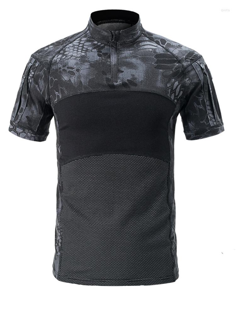

Men' T Shirts Military Army T-Shirt Men' Short Sleeve Camouflage Tactical Shirt Male SWAT Hunt Combat Multicam Camo, Black