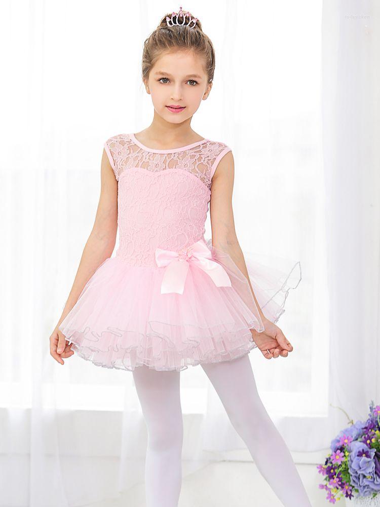 

Stage Wear Summer Children's Cotton Lace Ballet Tutu Dress With Tulle Skirt Practice Clothes For Girls Performance Costumes C22012, Pink