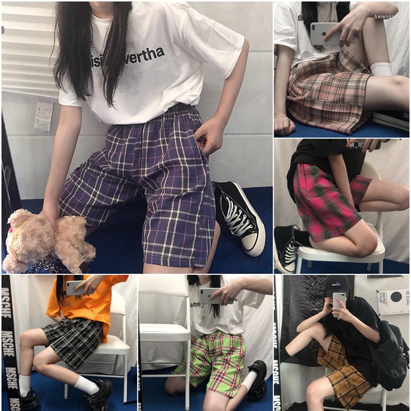 

Women's Shorts Plaid Summer Casual Women Streetwear Sport High Waist Straight Short Lady Harajuku Oversized Trousers Home Female, Black