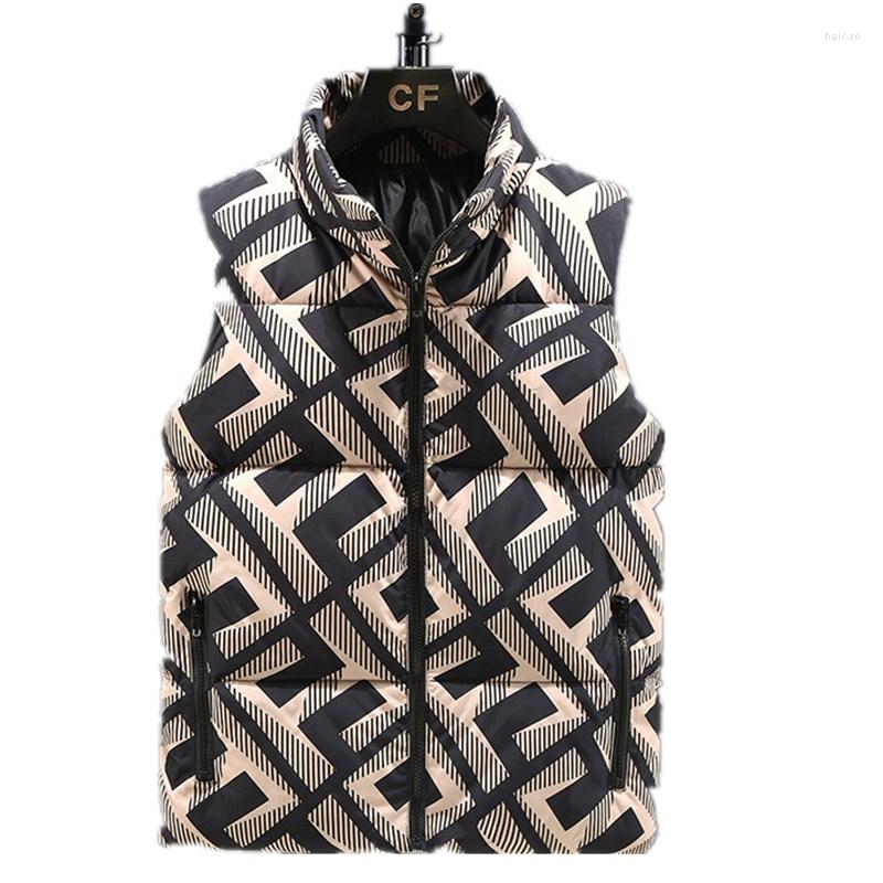 

Men's Vests Winter Warm Men Cotton Padded Vest Jacket Sleeveless Zipper Thick Waistcoat Male Casual Parkas Coat Clothes, Khaki