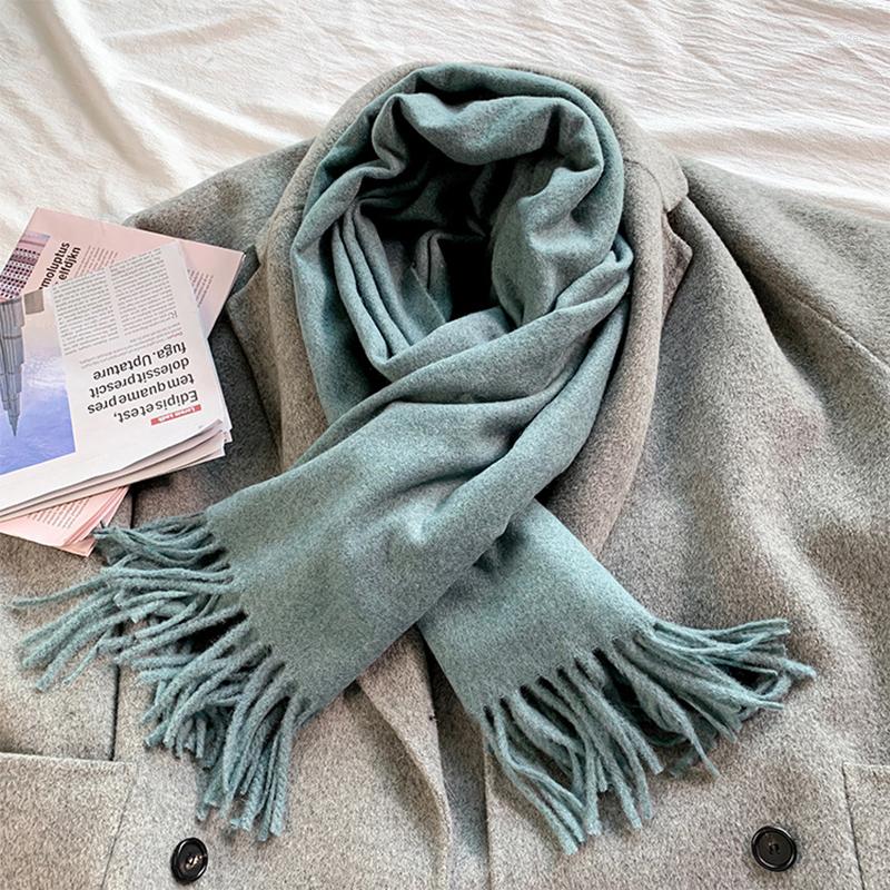 

Scarves Cashmere Scarf Women Winter Solid Color Wool For Cold Outdoor Korean Tassel Shawl Pashmina Bufandas Invierno Mujer