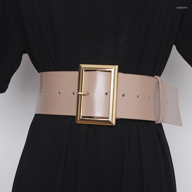

Belts 6.5CM Wide Cowhide Belt Women Waist Solid Split Leather Corset Strap Cinch Elegant Ladies European Dress Coat Shirt, Black