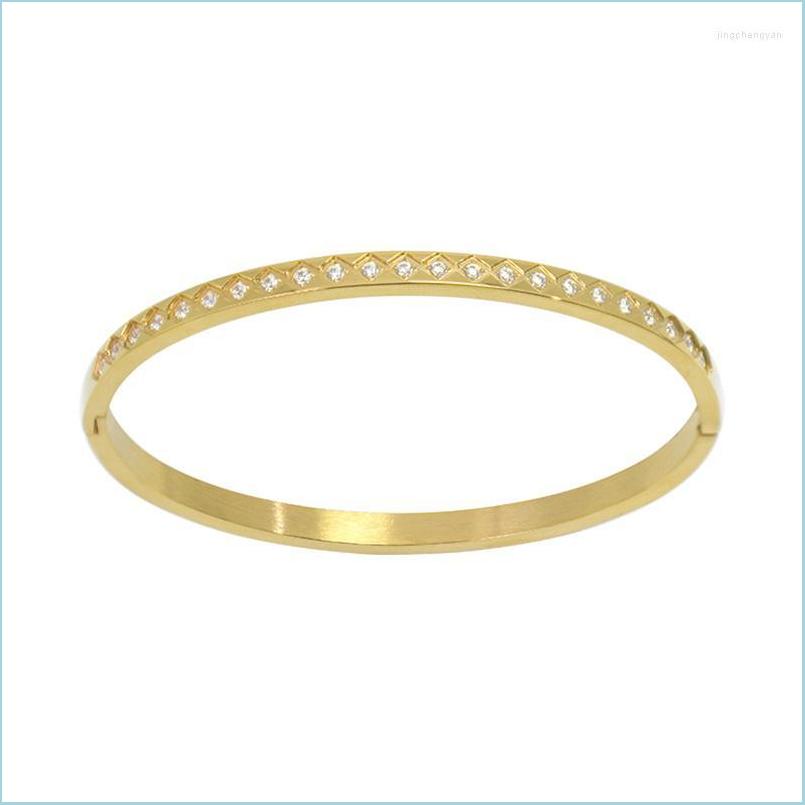 

Bangle Bangle Hand Bracelet For Women Girls Stainless Steel Jewelry Wholesale Zircon Natural Stone Fashion Charm Female Christmas Gi Dhazv