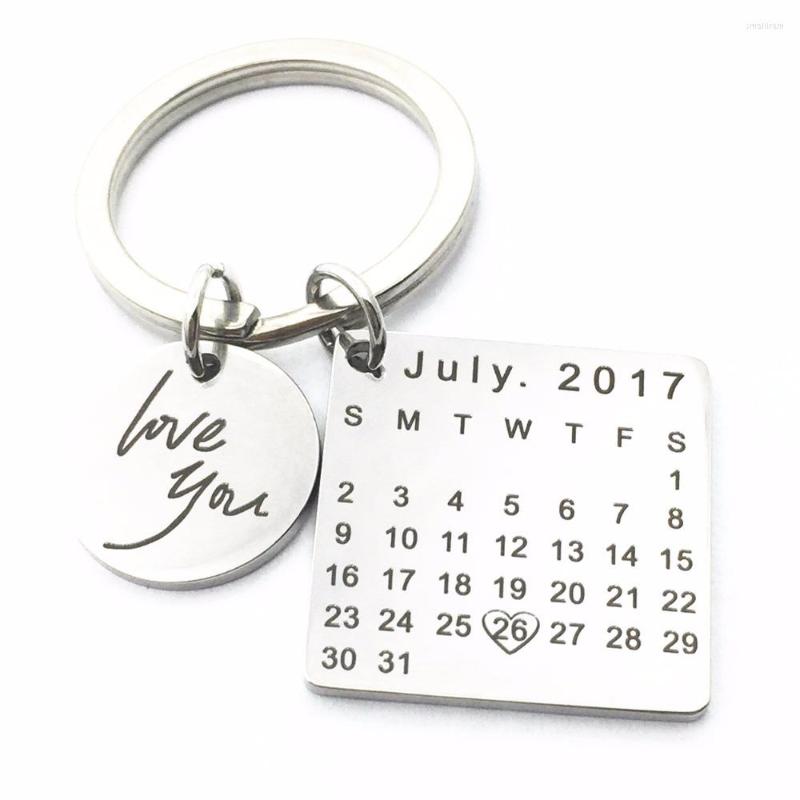

Keychains MYLONGINGCHARM Custom Calendar Customize Birthday Gift Specialized Valentine's Day Gifts Anniversary Steel KeyChain 2 Size