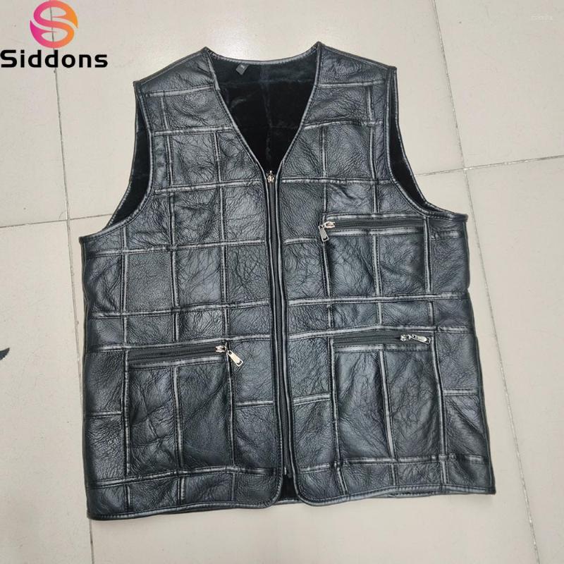 

Men's Vests 2022 Style Men's Leather Vest Full-Grain Sheepskin Autumn And Winter Multi-Pocket Casual Fur Integrated Warm, Black