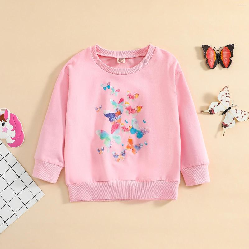 

Hoodies Little Girls Casual Hoodie Toddlers Cartoon Colorful Butterfly Printing Long Sleeve Sweatshirts Baby Kids Spring Autumn Tops, Pink