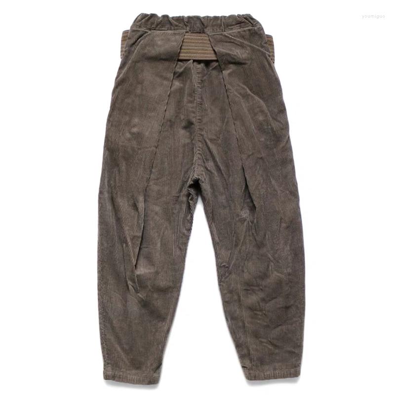 

Men' Pants 20SS KAPITAL Hirata Hiro Corduroy Loose Elastic Belt Casual Tapered Workwear Men' Dark Brown Japan Style Trousers