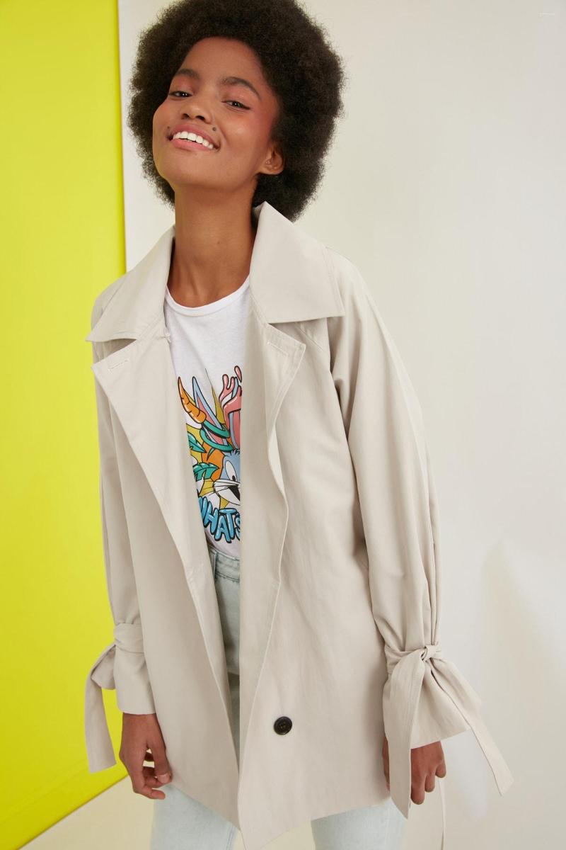 

Women's Trench Coats Trendyol Arched Midi Coat TWOSS21TR0002, Gray
