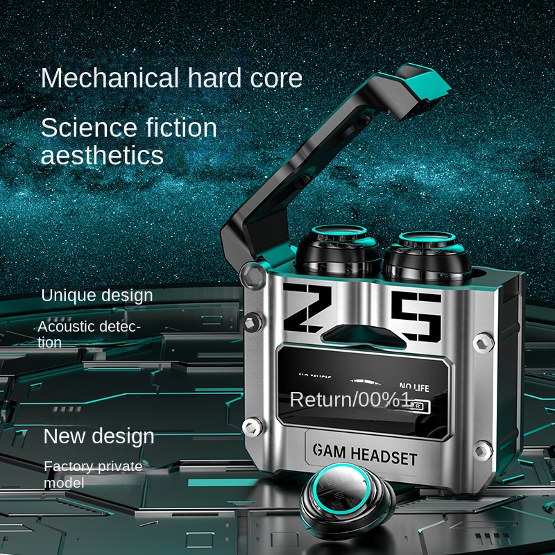 

Yezhou M25tws Wireless Bluetooth earphone Science Fiction waterproof Metal Space Capsule Binaural Game headset, Black