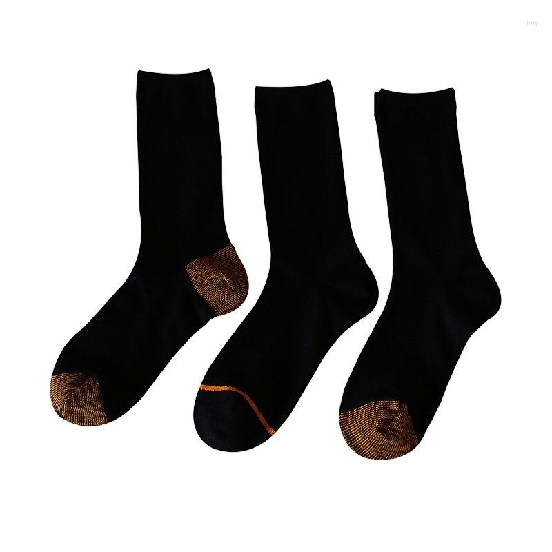

Men's Socks Spring And Autumn Middle High Tube Men's Business Leather Shoes Gentleman Black Men, Gold sock head