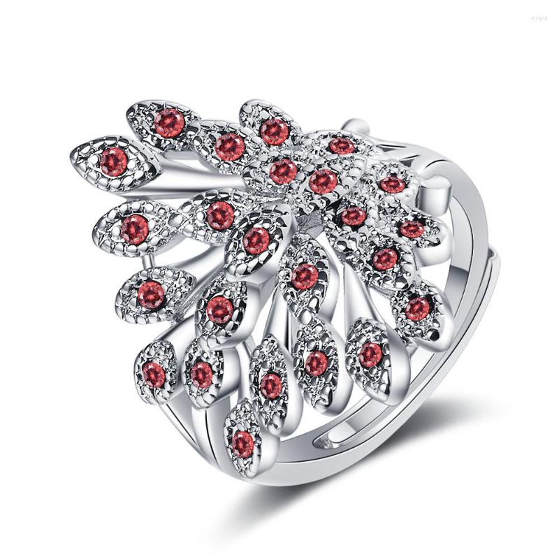 

Cluster Rings BABYLLNT Ins Style 925 Sterling Silver Ring Inlaid With Zircon Crystal Open Peacock For Woman Jewelry Gift
