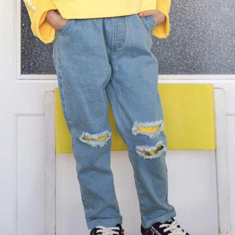 

Jeans Fashion Broken Hole Kids For Girls Boys Spring Autumn Casual Loose Ripped Children 2022, As show