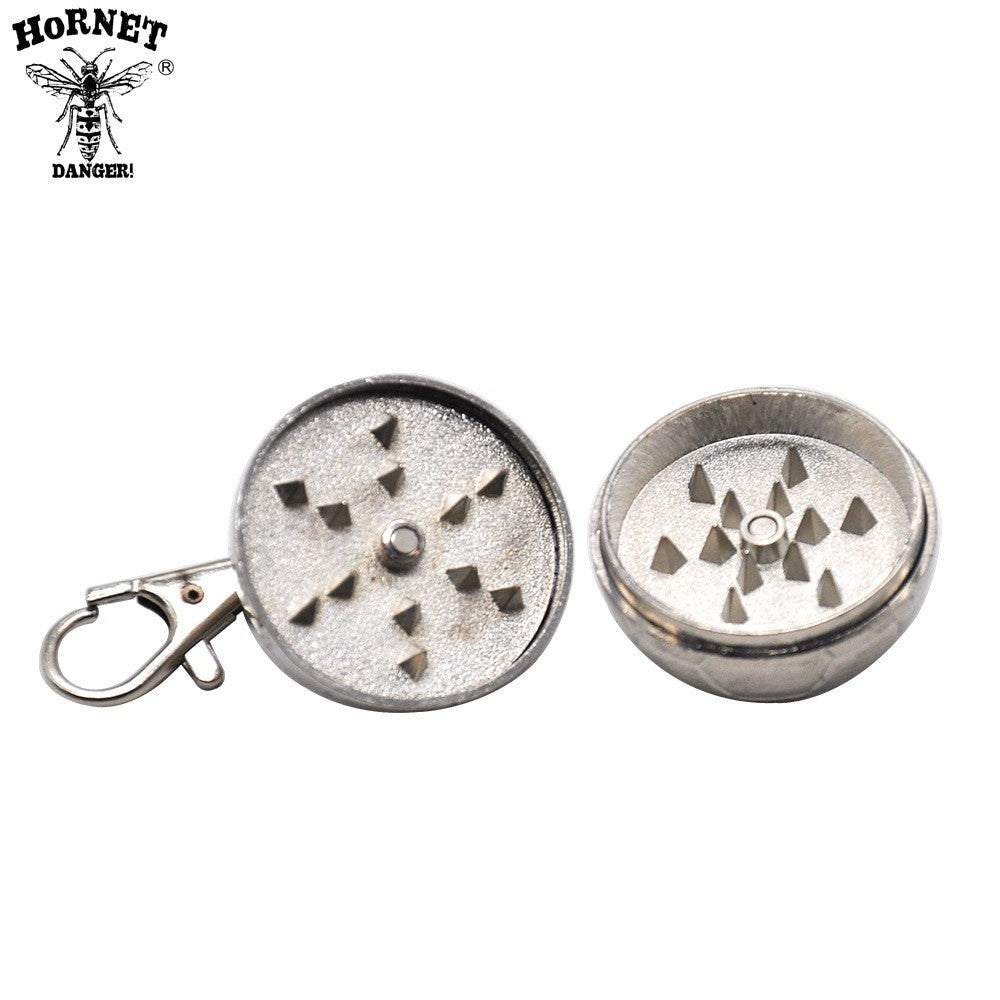 

cnc teeth tobacco herb grinders filter net dry herb Mine shaped spherical zinc alloy smoke GRINDER accessory with key ring