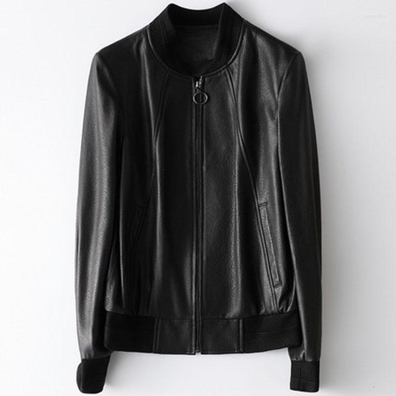 

Women's Leather 2022 Spring Autumn Jacket Women's Genuine Sheepskin Classic Design Ladies Loose Casual, Black