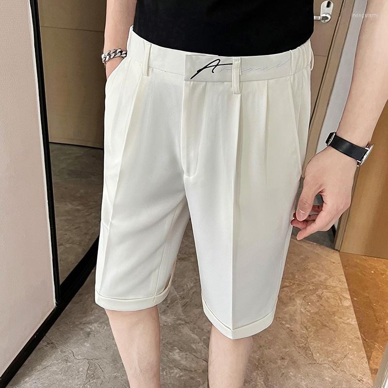 

Men's Shorts Casual Summer Embroidered Korean Style Men's Slim Fit Versatile Wrinkle Resistant Ice Breathable Five Point, Black