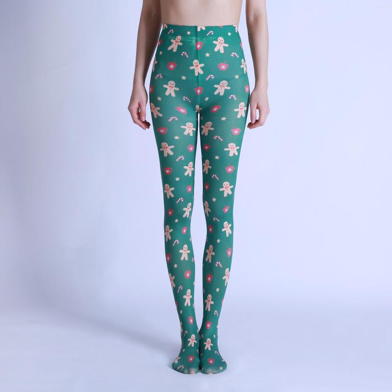 

Women Socks 2022 Arrival Christmas Tree Reindeer Designs Digital Print Tights Womens Year Pantyhose Snow Patterned Stockings Ladies, White snow