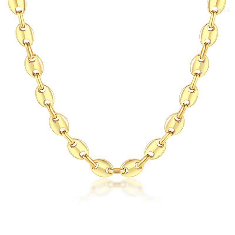 

Choker Hip Hop Pig Nose Chain Necklace 24K Gold Color Stainless Steel Coffee Bean Iced Out Link Necklaces Charm Jewelry Gift