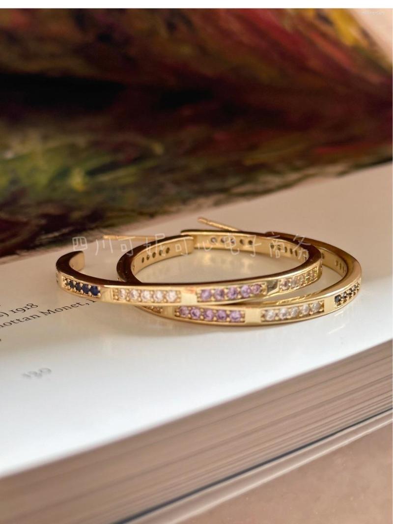 

Dangle Earrings LONDANY Ring Inlaid With Glittering Color Light Gold