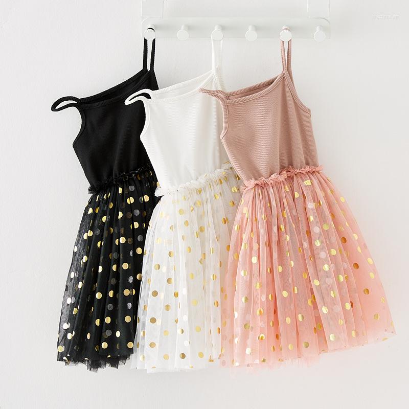 

Girl Dresses Summer Girls Sequins Dots Sling Mesh Puffy Birthday Party Dress Toddler Baby Po Princess, Orange